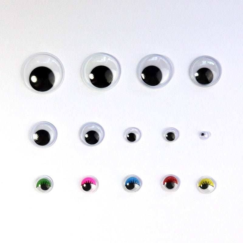Millennial Essentials 1221 Pieces Wiggle Googly Eyes Self Adhesive Wiggle Eyes (Assorted Sizes) for DIY Crafts Scrapbooking (Classic) - Image 4